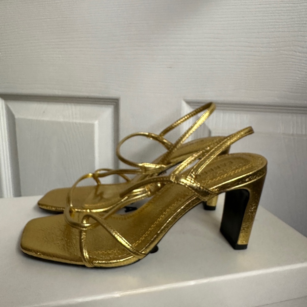 Faye Metallic Square Toe Strappy Slingback Sandals - Picture 2 of 7
